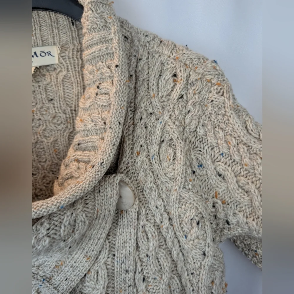 Aran Mor Cream Cable Knit Sweater Cardigan Size M In EUC - Picture 5 of 8